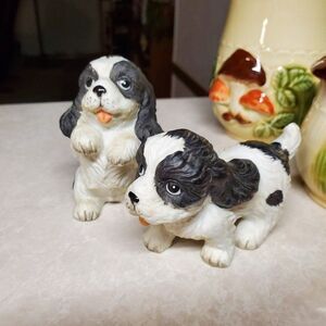 Homco Set of 2 Black White DOG Figurines # 1427 Spaniels